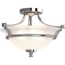 Volume Lighting Tes 2 Light Chrome Indoor Semi Flush Mount Ceiling Fixture With Frosted Glass Bowl 3202 3 The Home Depot