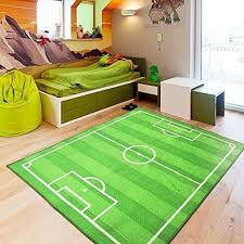 Huahoo Funs Soccer Field Ground Area Rug Sports Rug Playroom Carpet Kids Area Play Rug Green Kids Rugs Carpets For Kids Green Playroom