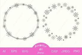 Download the free graphic resources in the form of png, eps, ai or psd. Christmas Frame Svg Snowflake Wreath Dxf Winter Border Svg 652837 Illustrations Design Bundles