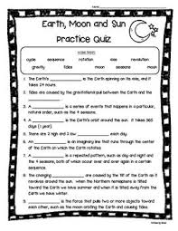 Earth Moon And Sun Practice Quiz Earth And Space Science Social Studies Worksheets Science Lessons