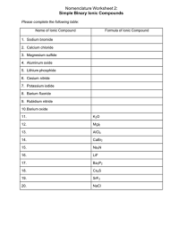 Bonding worksheet answer key via. Solved Nomenclature Worksheet 1 Monatomic Lons Use A Per Chegg Com