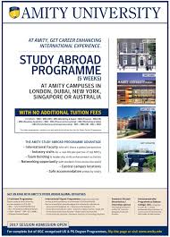 Amity University Ad Delhi Times 10 07 2017 Amity University Study Abroad University Studying