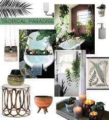 Tropical Paradise Bathroom From Rockett St George Moodboards Tropical Interiors Inspiration Interiordesign Rsgblog Rsgstyle Indoorp Tropical Bathroom Home Decor Table Decorations