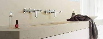 Choose from an assortment of finishes, as well as either cross or lever handles. Wall Mounted Bathroom Faucets