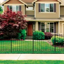 Vigoro Beaumont 40 4 In H X 49 6 In W Black Steel 3 Rail Fence Panel 860121 The Home Depot Fence Landscaping Decorative Garden Fencing Rail Fence