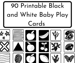 Black And White Shapes For Newborn Babies 90 High Contrast Black And White Baby Play Cards Printable Infant Development Sensory Play Tummy Time Instant Download In 2020 Black And White Baby High Contrast Images Newborn Schedule