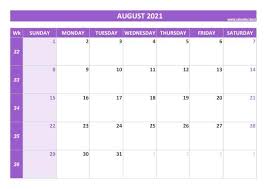 This yearly calendar is available in a horizontal layout. August 2021 Calendar Calendar Best
