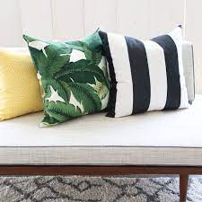 These brilliant handcrafted pillows are destined to brighten your day and enliven your outlook. A Fabulous Banana Leaf Pillow In Fresh Shades Of Green With Creamy White And Black With A Small T Green Outdoor Pillows Yellow Outdoor Pillow Palm Leaf Pillow