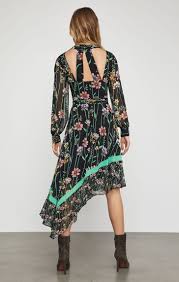 Botanical Asymmetrical Cutout Dress Black Combo Cutout Dress Latest Floral Dresses Dresses