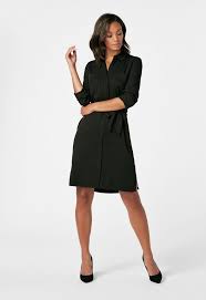 belted shirt dress in black get great deals at justfab