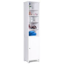 Details About 72 H Bathroom Tall Floor Storage Cabinet Free Standing Shelving Display White Tall Bathroom Storage Bathroom Storage Stand Tall Cabinet Storage
