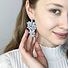 Pearl and Dusty Blue Earrings