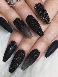 Attractive Acrylic Black Coffin Nails Designs The Most Beautiful Black Winter Nails Ideas Black Nail Designs Coffin Nails Designs