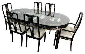 Choose from a wide selection of simple, elegant, and stylish dining room furniture that will help you design the perfect gathering space for your family and guests. Lacquer Dining Room Set Black Mother Of Pearl Asian Dining Sets By Oriental Furniture Lcq Dr Bml Houzz