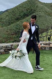 Brittany Snow S Lace Wedding Dress Is Stunning And Her Reception Gown Has Us Seeing Stars Snow Wedding Dress Wedding Dresses Wedding Dresses Lace