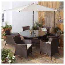 Tesco Direct Rattan Round Garden Dining Set Brown 8 Piece Garden Dining Set Garden Table And Chairs Rattan Garden Furniture