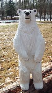 Chainsaw Carved Polar Bear By Carvnstitch On Etsy 275 00 Bear Sculptures Bear Carving Wood Carving Art