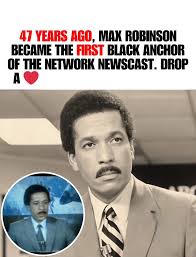 This was my hero￼ back in the day. Seeing Max Robinson made me feel there  was a good chance of me succeeding in Journalism  https://www.facebook.com/share/p/16Kyq3Z4PJ/?mibextid=WC7FNe