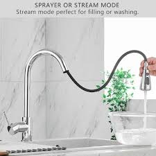 Heable kitchen sink mixer tap with pull down sprayer chrome. Heable Kitchen Sink Mixer Tap With Pull Down Sprayer Chrome Single Handle High Arc Pull Out Kitchen Taps Single Level Solid Brass Kitchen Faucet With Uk Standard Fittings Torn Packaging Tv Home