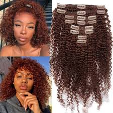 The color of this hair weave is natural. My Lady Ins Afro Thick Kinky Curly Clip In Human Hair Extensions Full Head 4b 4c E106