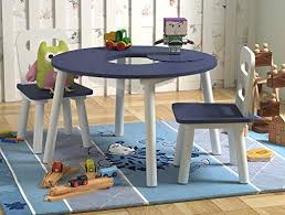 Amazon Com Pidoko Kids Table And Chairs Set Round With Storage Blue White Home Kit Kids Table And Chairs Toddler Table And Chairs Round Table And Chairs