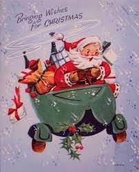 1819 50s Santa Flies A Helicopter Vintage Christmas Card Greeting Vintage Christmas Cards Vintage Christmas Christmas Cards