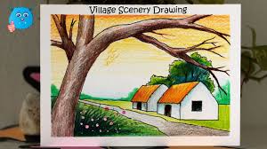 How To Draw Scenery Of Village Easy Village Landscape Drawing For Kids With Color Pencils Painting With Oil Paints Time lapse drawing of a wonderful fall landscape using colored pencils. how to draw scenery of village easy