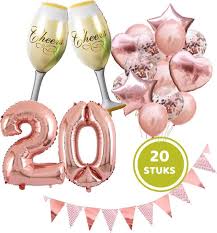 Bol Com Verjaardag Decoratie 20 Jaar Feest Versiering 20 Delig Rosegoud Confetti