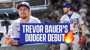 Dodgers starting pitcher trevor bauer throws to the plate during monday's cactus league game against the colorado rockies in glendale, ariz. Trevor Bauer S Dodger Debut Youtube