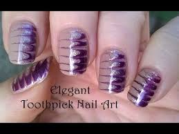 Toothpick Nail Art 4 Diy Elegant Melted Nails In Gold Purple Toothpick Nail Art Swirl Nail Art Simple Nail Art Designs