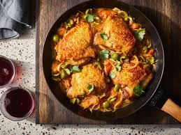 Braised Chicken Thighs With Apricots And Green Olives Recipe Recipe Olive Recipes Baked Chicken Recipes Easy Braised Chicken Thighs