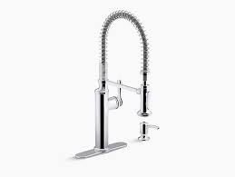 Kitchen faucet,kitchen sink faucet,brushed nickel single handle pull down faucet,modern best small stainless steel sink faucet,one or three hole pull out sprayer kitchen faucets with deck plate. K R10651 Sd Sous Semi Professional Kitchen Sink Faucet Kohler