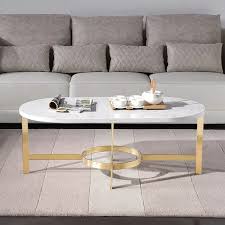 Find a great selection of wood coffee tables, metal accent tables, storage tables & more. 35 4 Modern Oval Coffee Table Marble Top With Creative Gold Tone Stainless Steel Base