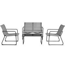 Fdsale 4 Pcs Furniture Set Tempered Glass Table Chairs Steel Outdoor Patio Conversation Fds01 New Patio Furniture Sets Coffee Table Steel Frame Furniture Sets