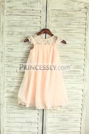 Navy Blue Ivory Blush Pink Grey Lace Chiffon Flower Girl Dress With Cap Sleeves Flower Girl Dresses Flower Girl Dress Cap Sleeve Girls Lace Dress