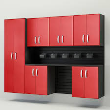 Flow Wall Modular Wall Mounted Garage Cabinet Storage Set With Accessories In Black Red Carbon Fiber 7 Piece Fcs 9612 6b 7rc The Home Depot Garage Cabinets Garage Storage Cabinets Storage Cabinets