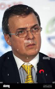 Marcelo Ebrard speaks at a press conference during the UN Conference