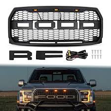 grille for 2015 2016 2017 ford f150 aaiwa front grill replacement with amber led light raptor style grill kit matt blac ford f150 f150 truck accessories ford pinterest