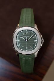 First Photos The Patek Philippe Aquanaut 5168g 010 In Khaki Green Hodinkee Patek Philippe Aquanaut Patek Philippe Military Watches
