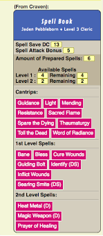 Community Forums Power Card Spell Book New Show Prepared Spells Only Roll20 Online Virtual Tabletop