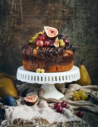 Photo About Chocolate Coffee Cake Decorated With Fresh Fruits Rustic Style Image Of Autumn Decorat Chocolate Cake With Coffee Coffee Cake Fruit Wedding Cake
