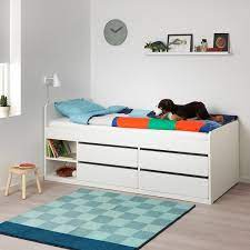 Extendable beds keep up with growing kids. Slakt Bed Frame W Storage Slatted Bedbase White Twin Our Favorite Ikea