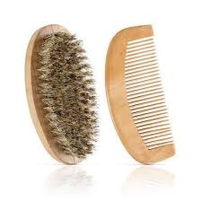 2pcs Set Beard Brush And Comb Lotus Wood Bamboo Hair Care Styling Man Gentleman Bristle Brush Beard Template Grooming Beard Brush Beard Care Set Boar Bristle