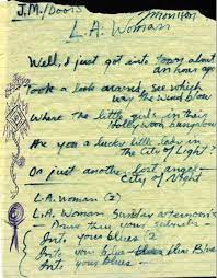 jim morrison s handwritten l a woman lyrics jim morrison songtexte lyrics songtexte