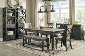 This stunning dining set offers one table and six or eight chairs with a tan upholstery. Tyler Creek Rectangular Dining Set W Upholstered Chairs And Bench By Signature Design By Ashley Furniturepick