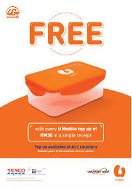 Bsnl validity recharge plans & offers. Tesco Top Up U Mobile Reload Rm30 Minimum Free Food Container Until 19 July 2017