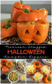 Mexican Stuffed Halloween Pumpkin Peppers