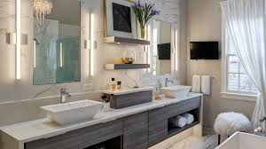 Natural wood elements add warmth to the interior and are. Chic Contemporary Master Bath Redesign Glen Ellyn Drury Design
