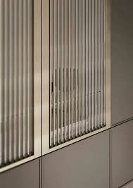 Cabinetry Ribbed Glass Gold Framing Taupe Finish Joinery Door Detail Kitchen Fittings Furniture Design Kitchen Door Handles