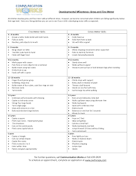 gross motor milestones chart developmental milestones